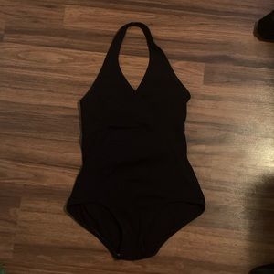 Black halter leotard